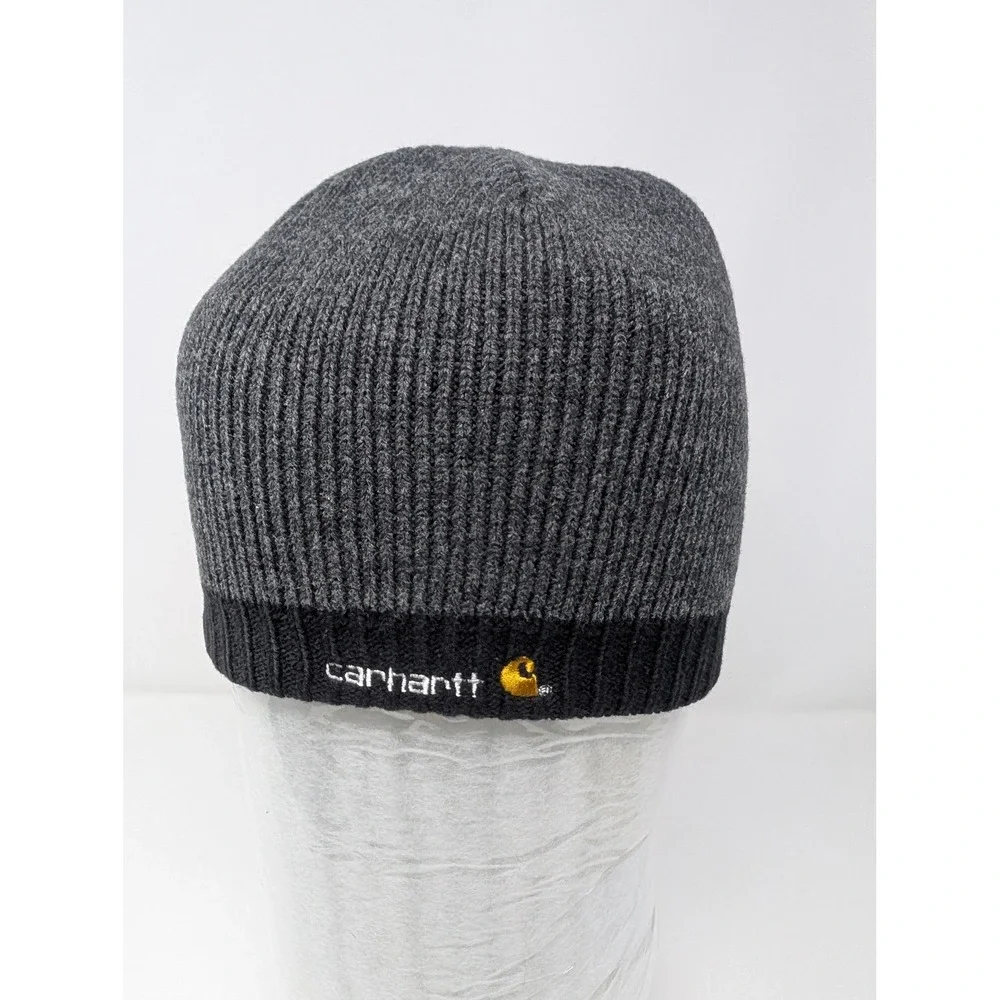 Northface Navy Fleece Lined Beanie + Carhartt Reversible Knit Hat Bundle‎ OS